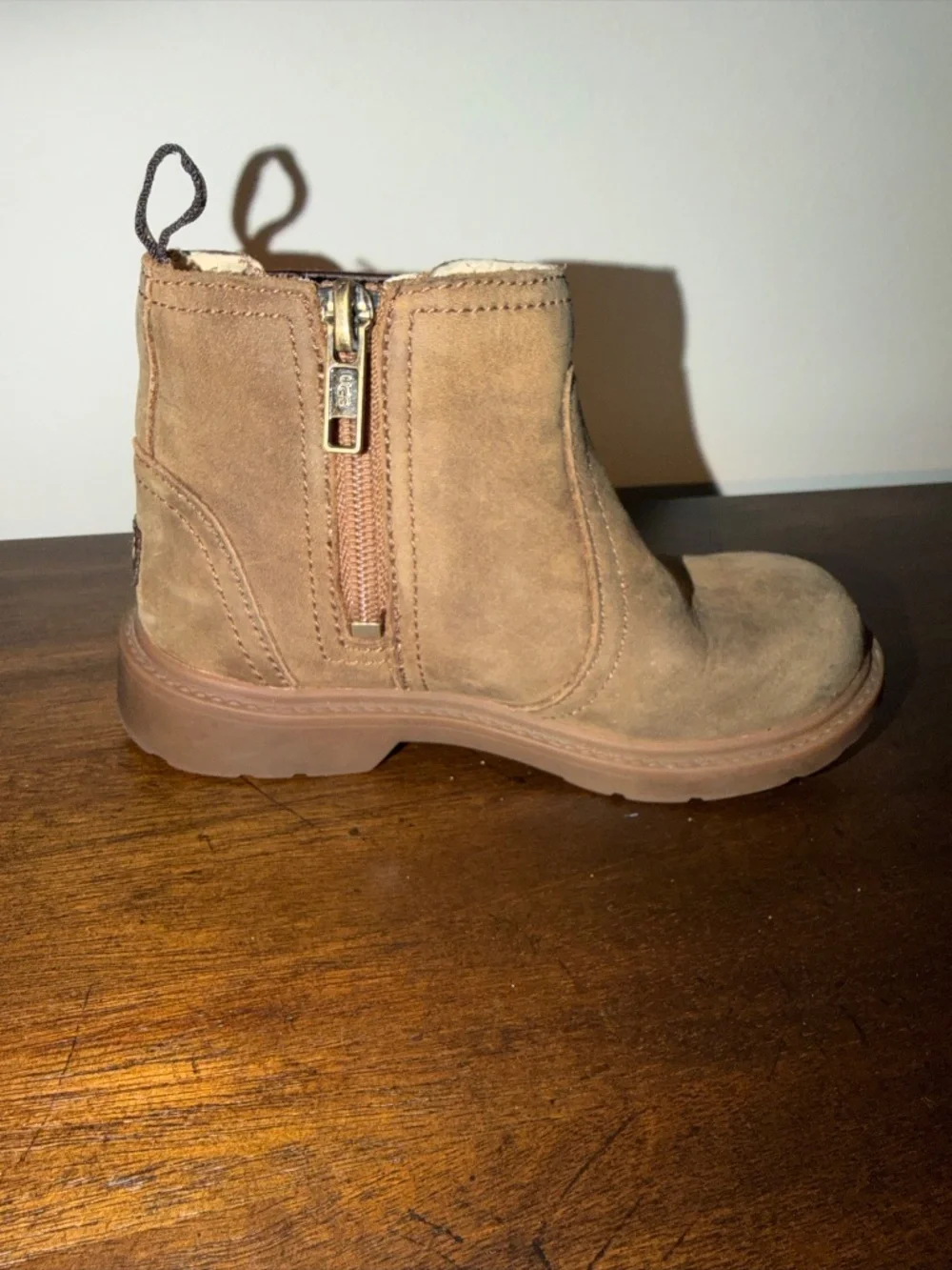 Little Kids Ugg Bolden Leather Weather Boots Brown Size 10 Zipper